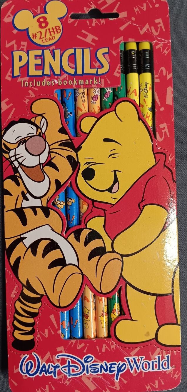 Vintage pack of Walt Disney World Winnie the Pooh & Tigger #2 Wooden Pencils NOS
